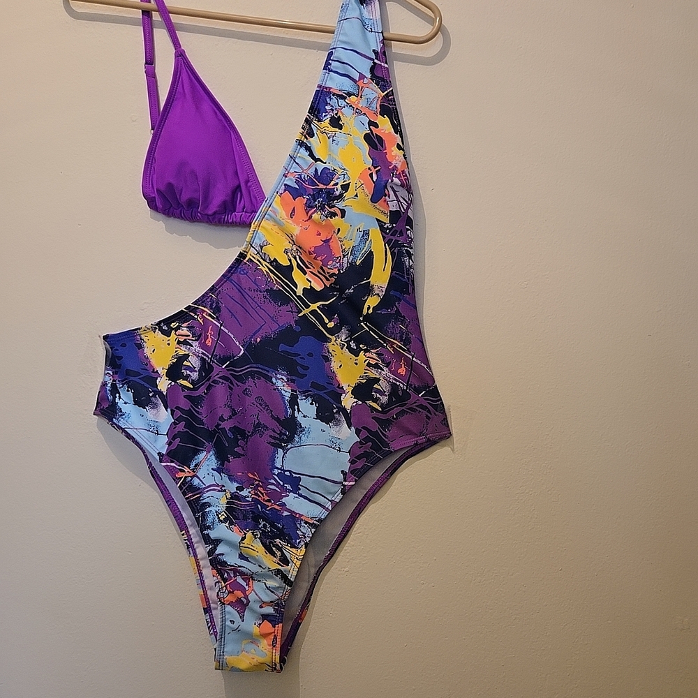 Colorful Abstract One-Piece Swimsuit - Picture 5 of 8